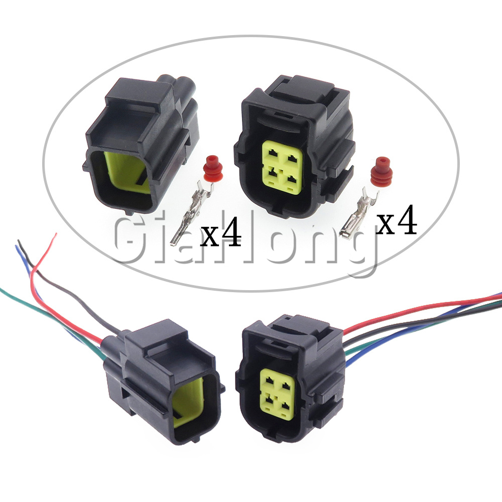 1 Set 4 Ways Starter Auto Parts 184248-1 Auto Replacement Socket with Terminal and Rubber Seals Car Wiring Waterproof Connectors