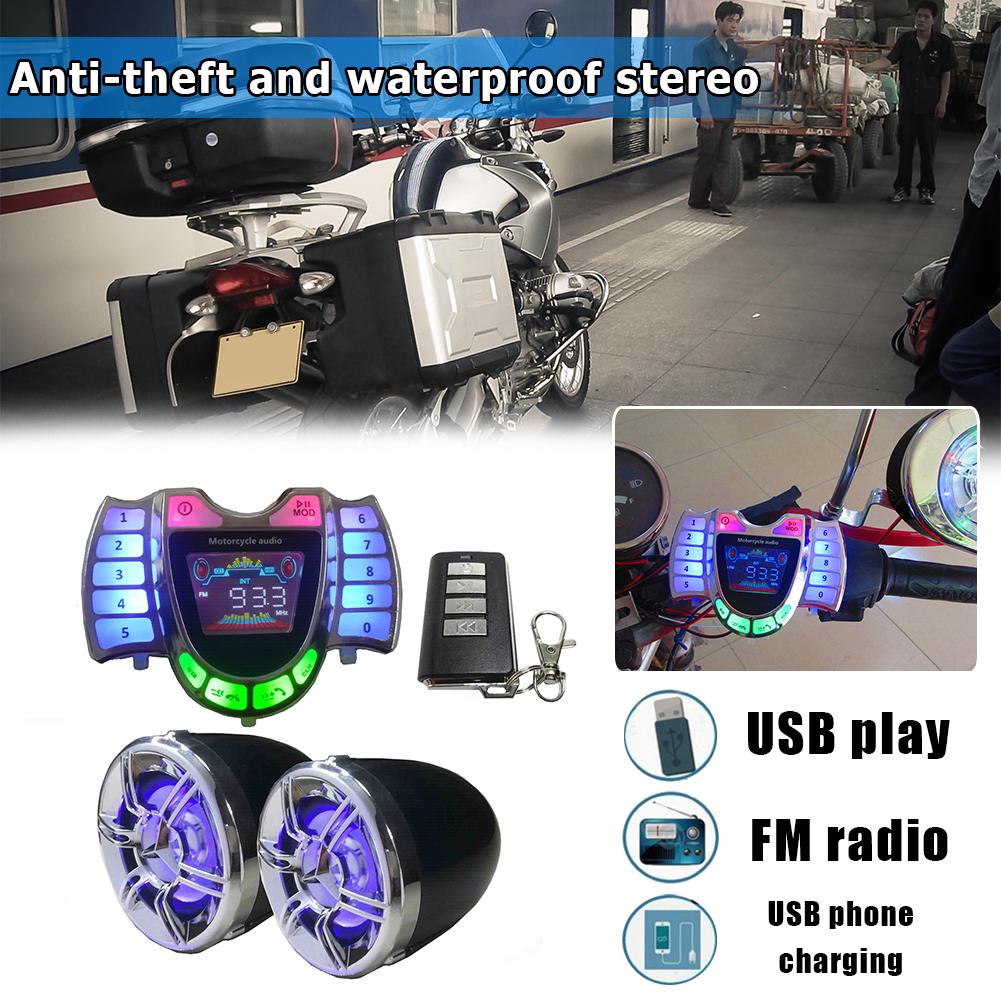 Motorcycle Bluetooth Speaker Cell Phone Fast Charging Dialing Phone Bluetooth Audio Waterproof MP3 Audio System TF AUX Radio