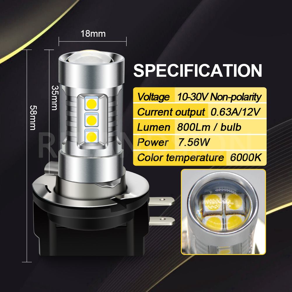 2 Pcs 3030 SMD H11B H8B Car Led Head Light Bulbs Fog Lamps 10V-30V 12V 24V White Yellow Amber 6000K 3000K For KIA Ford Fiesta