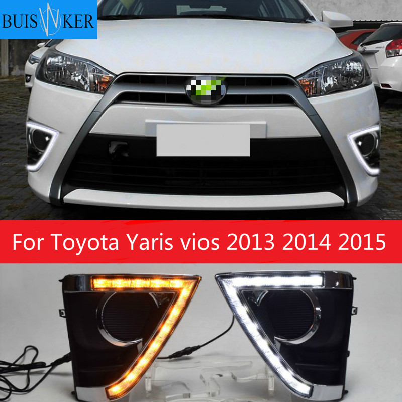 2pcs Car LED Daytime Running Light DRL Daylight Fog Lamp Headlight Kit For Toyota Yaris vios DRL 2013 2014 2015