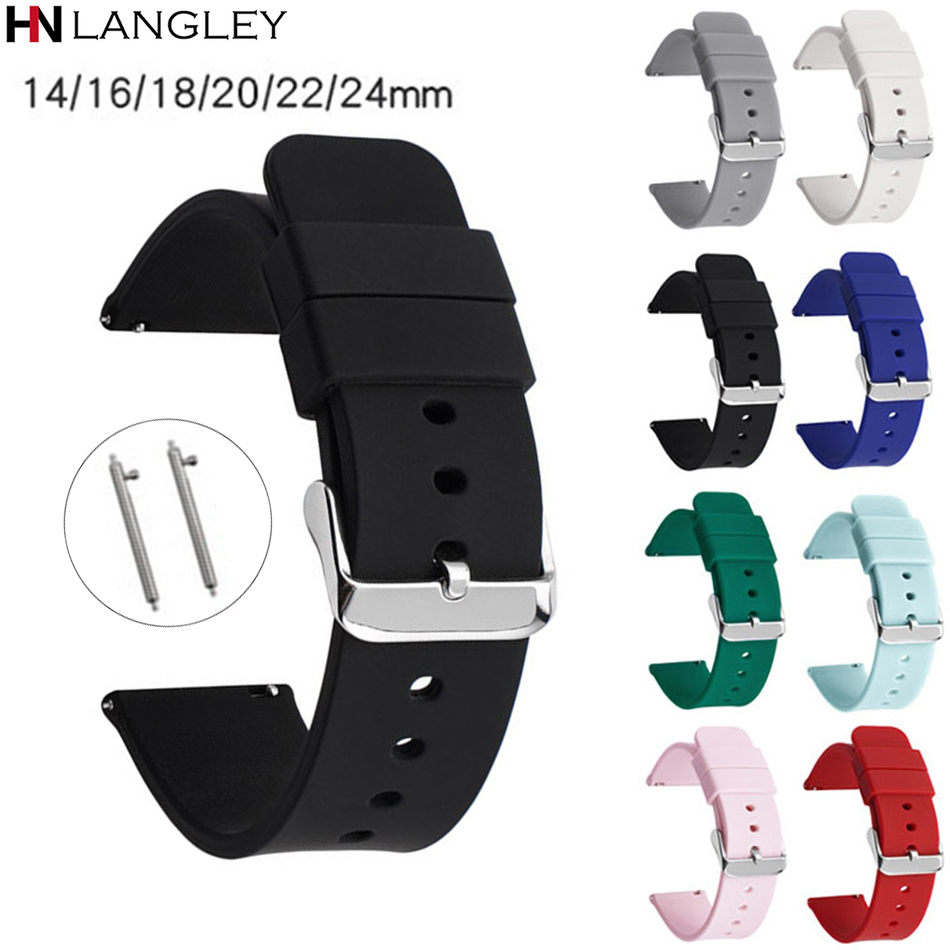 14/16/18/20/22/24 Mm Silicone Watch Band Quick Release Bracelet for Samsung Galaxy Watch4 Classic Watch3 Active All Size