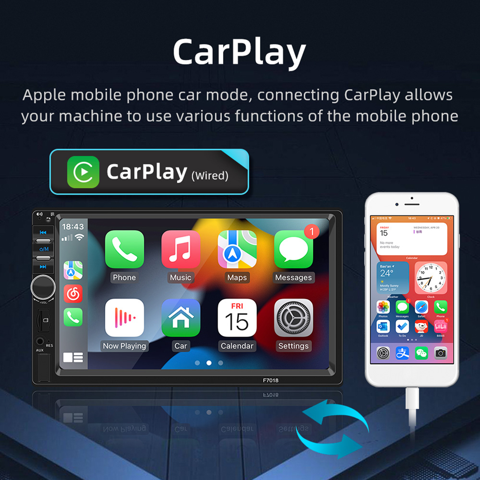 2Din 7018C Car MP5 Player 7 Inch Multimedia Video Player Universal Auto Stereo GPS MAP CarPlay Android Auto Car Radio
