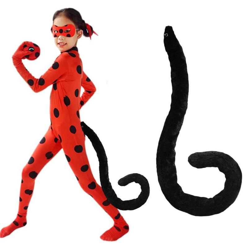 1pcs Cosplay Cat Tail Toy Plush Tail Halloween Cosplay Prop Costume Black/white Halloween Tail Party Cat Plush Toy Fox Cosplay