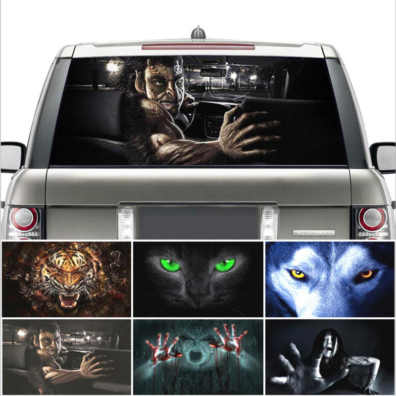 3D car rear windshield sticker waterproof single-sided 130*70cm scary rear window sticker funny devil devil sticker