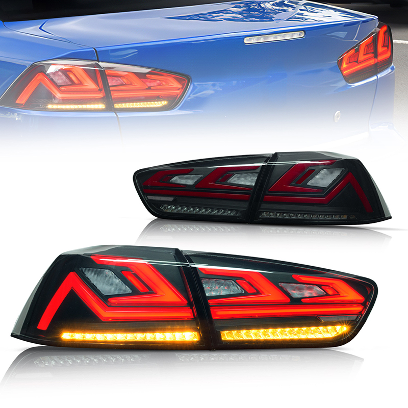 4PCS LED Rear Tail Lamp Taillights For Mitsubishi Lancer & EVO X 2008-2020 with Brake Reverse Sequential Turn Signal Lamps