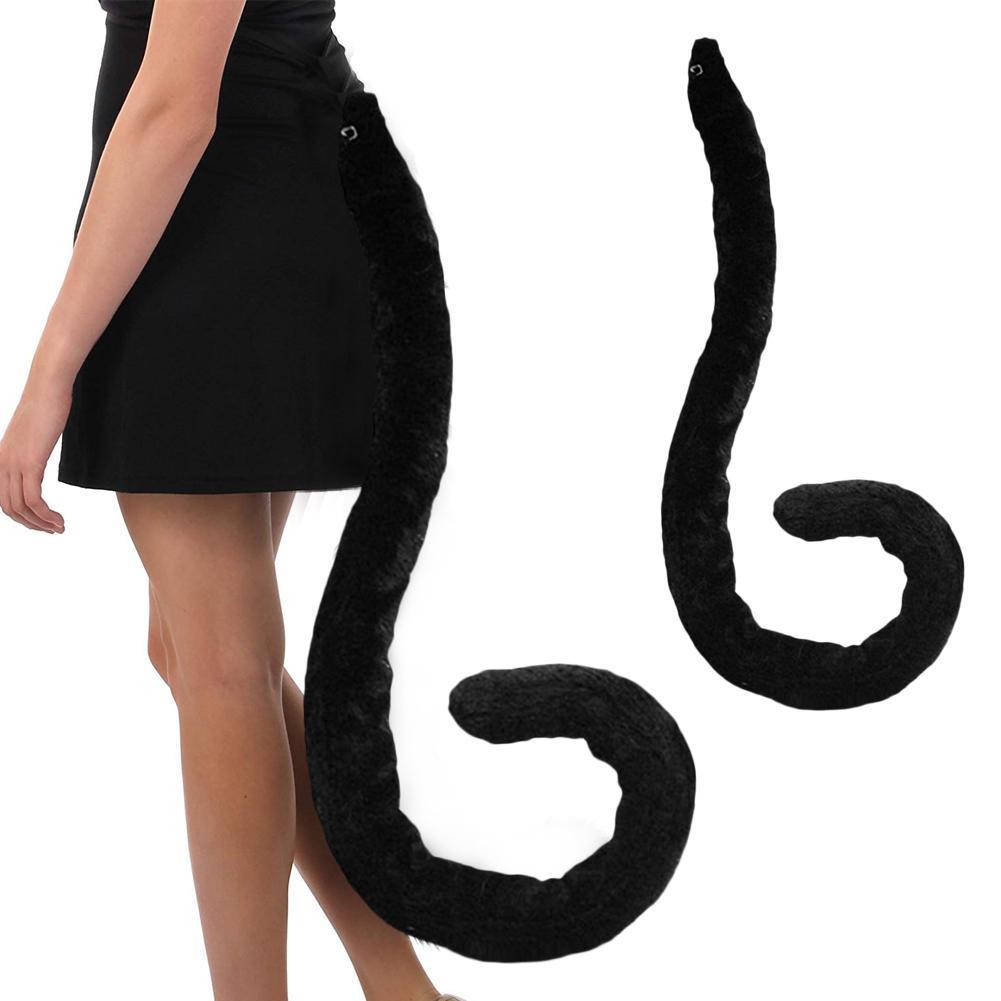 1pcs Cosplay Cat Tail Toy Plush Tail Halloween Cosplay Prop Costume Black/white Halloween Tail Party Cat Plush Toy Fox Cosplay