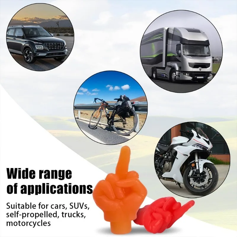 Car Middle Finger Styling Tire Valve Cap Personality Decor Wheel Nozzle Dustproof Waterproof Tyre Valve Stem Caps Accessories