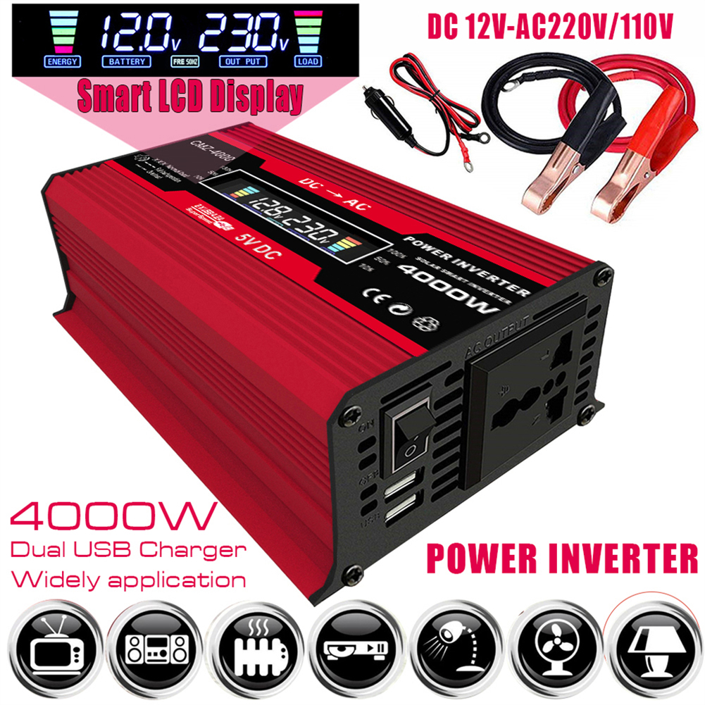 Solar Power System Power Inverter 18W Solar Panel Battery Charge Controller DC 12V To 110V/220V Solar Inverter Kit LCD Display
