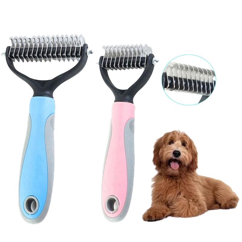 Dog Cat Deshedding Brush 2 Sides Hair Removal Comb Puppy Grooming Tools Pet Cat Undercoat Shedding Trimmer Pet Accessories