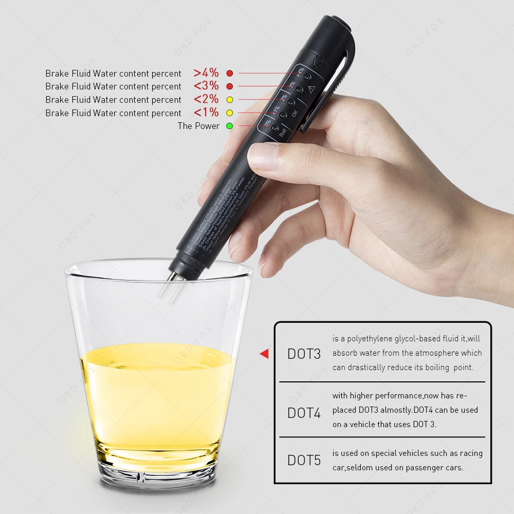 Auto Liquid Testing Brake Fluid Tester Pen for DOT3/DOT4 Accurate Brake Oil Test Quality Check Automotivo Car Accessories