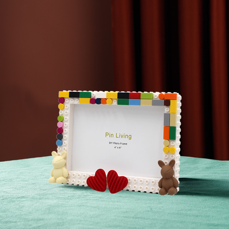 Pinliving Love DIY Baby Building Block Photo Frame Set Simple Advertisement Handmade Creative Gift Moss Password H260306