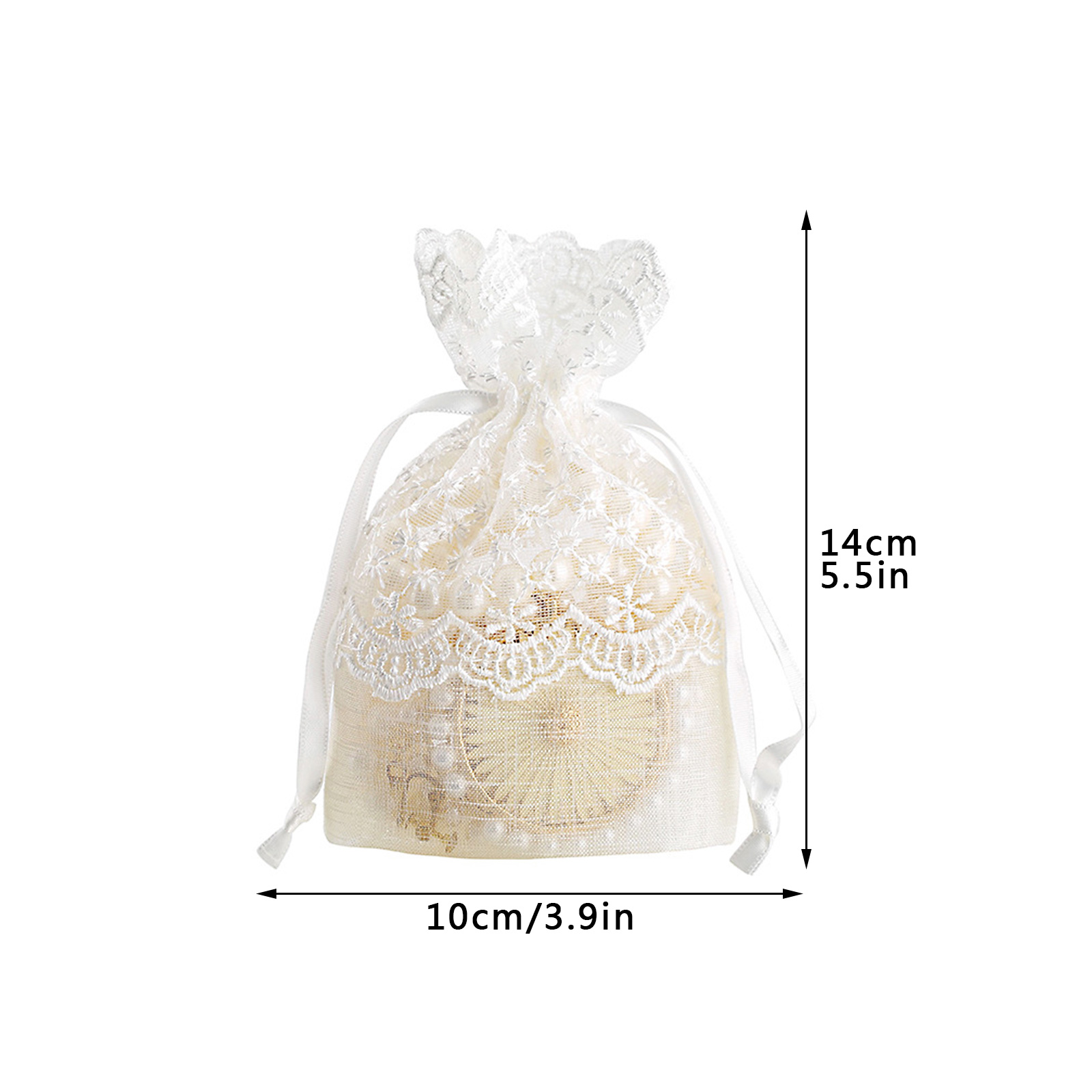 12PCS Organza Drawstring Pouch White lace Drawstring Bag Jewelry Makeup Gifts Bags Christmas Candy Packings Gift
