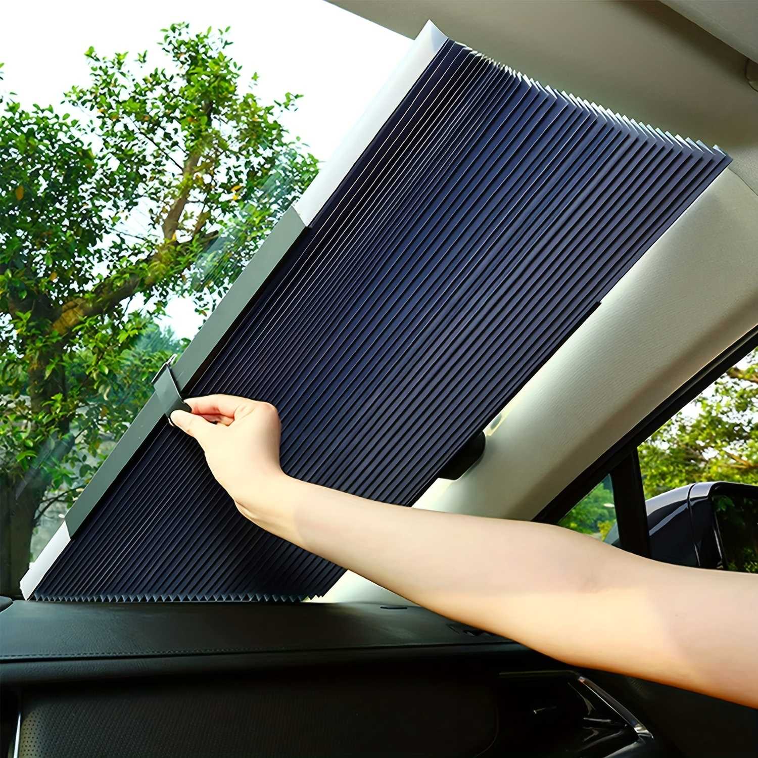Universal Car Retractable Windshield Visor Car Sun Shades Cover Shutter Blinds Front Window SUV Protector