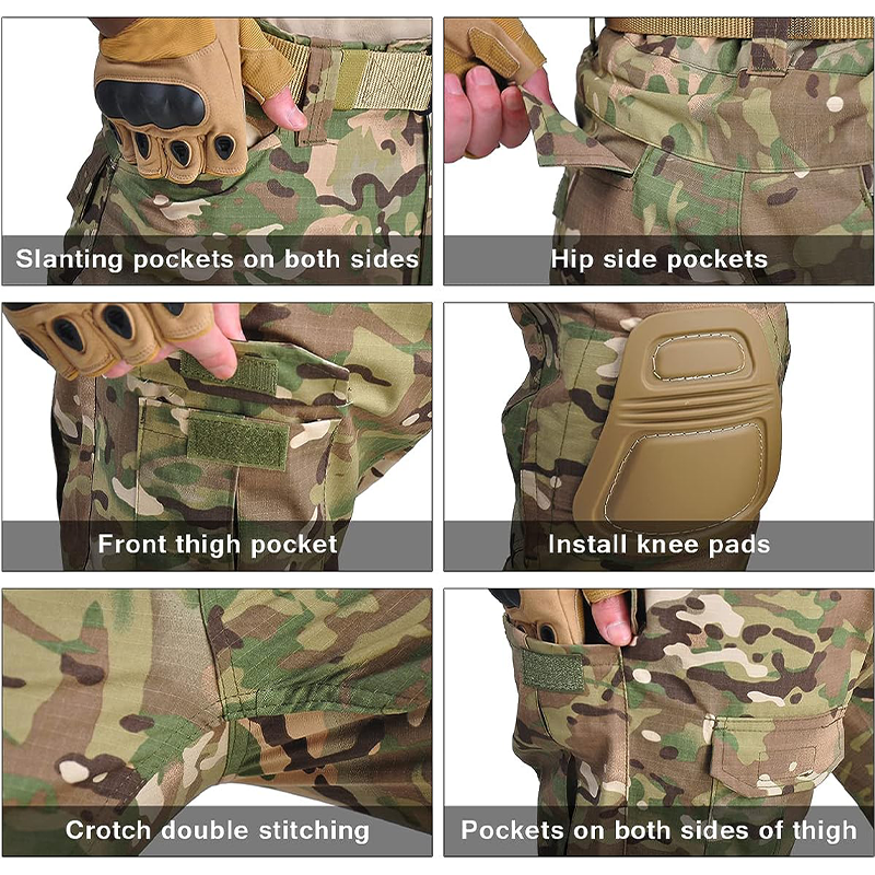 Outdoor Paintball Fishing Clothing Military Uniform Camo Hunting Suit Army Tactical Combat Long Shirt+Cargo Pants +4pcs Pads