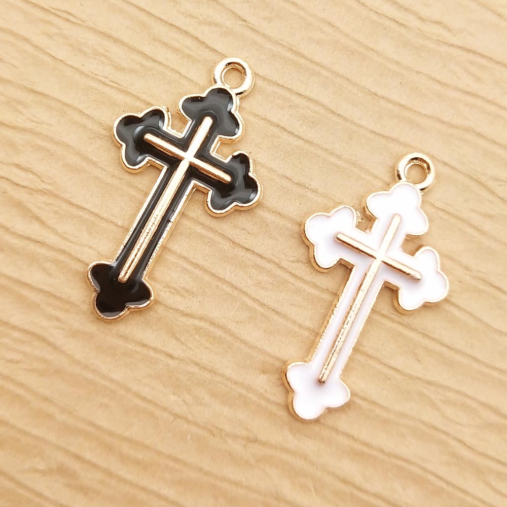 10pcs Enamel Cross Charm for Jewelry Making Craft Supplies Classic Bulk Earring Pendant Necklace Bracelet Charms Diy Accessories