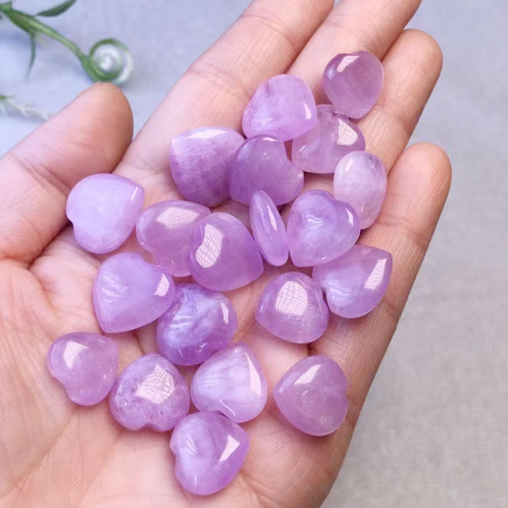 1pc Small Purple Kunzite Heart Quartz Crystals Healing Stone Spodumene Mineral Gemstone Jewellry Making DIY Gems Home Room Decor