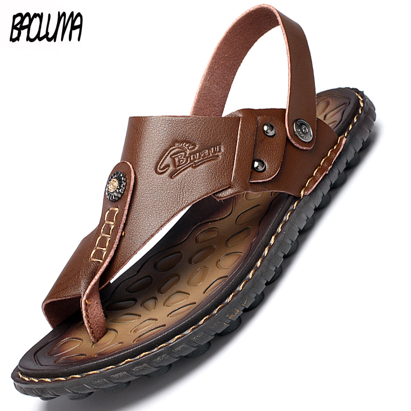 Summer Leather Men's Handmade Shoes Slippers Brand Men Moccasins Beach Sandals Sneakers 4 434ab