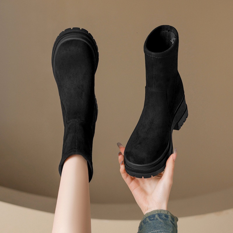 Smoke Pipe 2023 Autumn/Winter New Trend Fashion Casual Versatile Modern Feeling Suede Thick Sole Short Boots ddmythur