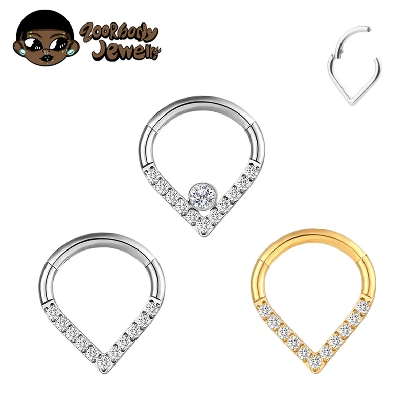 F136 Implant Grade Titanium 16G Hinge 8-10mm Nose Ring Earlobe Pillow Ring Earring Teardrop Septum 2023 New Piercing Jewelry
