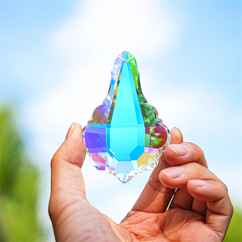 H&D 89mm Colorful Lantern Hanging Crystal Faceted Prism Suncatcher Feng Shui Decor Rainbow Maker DIY Pendant Hanging Ornament