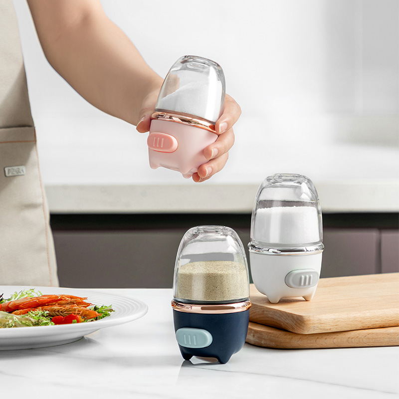 Metering Salt Shaker Push Type Salt Dispenser Salt Tank Sugar Bottle Spice Pepper Salt Shaker SpiceJar Can Seasoning Bottle
