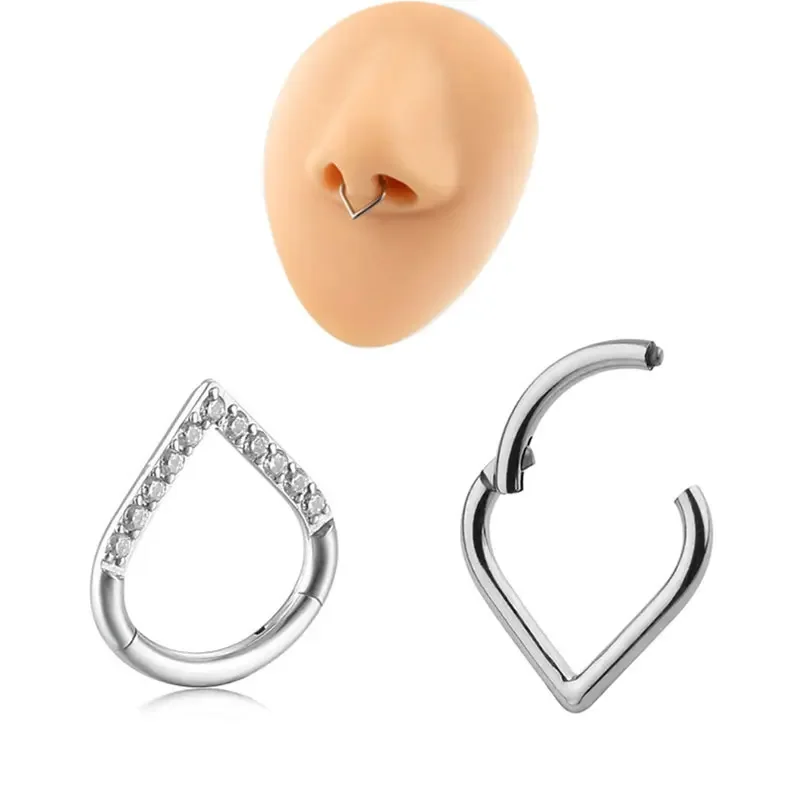 F136 Implant Grade Titanium 16G Hinge 8-10mm Nose Ring Earlobe Pillow Ring Earring Teardrop Septum 2023 New Piercing Jewelry