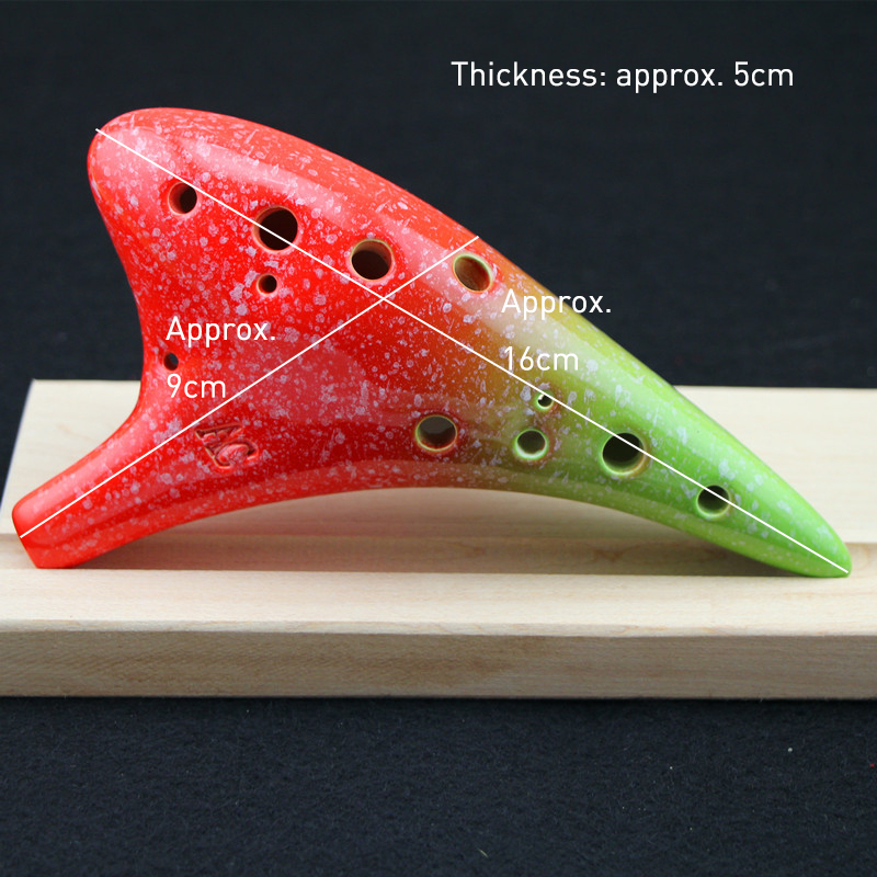 Multi-color 12 Holes Ceramic Ocarina Alto C Starry Style Musical Orff Instrument With Lanyard Music Score Protective Bag