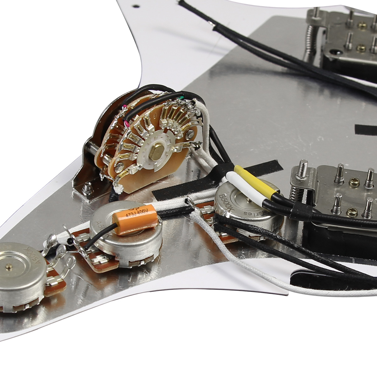 OriPure Prewired Guitar Pickguard HH Loaded Alnico 5 Humbucker Pickups 2T1V Pots 5 Way 24 Legs Super Switch