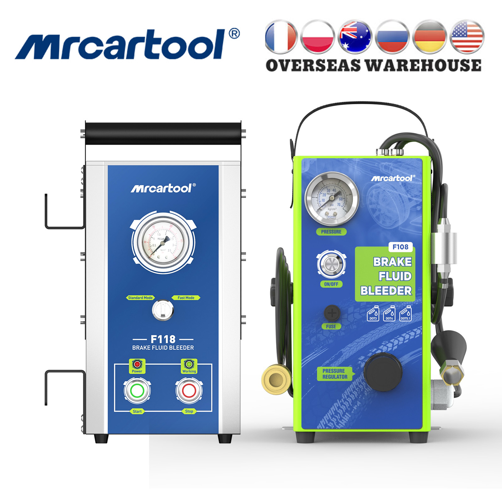 MRCARTOOL Automotive Brake Fluid Extractor 110/220V With Pressure Display Car Pulsating Brake Fluid Bleeder Pump Kit Oil Changer