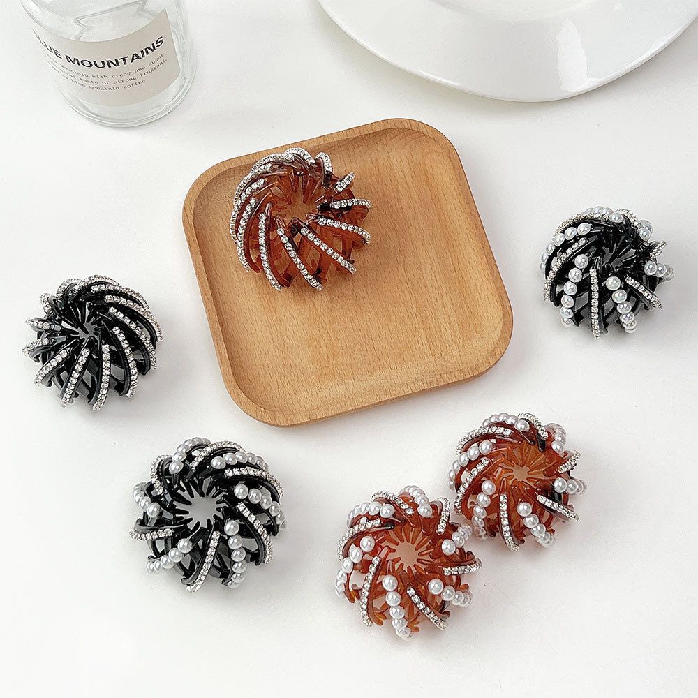 Women Bun Crystal Hair Claw Bird Nest Ponytail Buckle Ponytail Holdedr Hair Clip DIY Bun Maker Female Hair Accessories