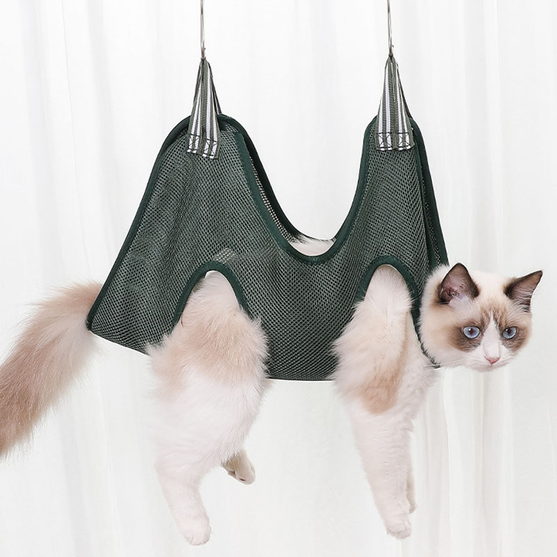 Cat Grooming Hammock Anti Scratch Bite Fixed Bag Hanging Trimming Restraint Bag Breathable Elastic Durable Cat Accessories