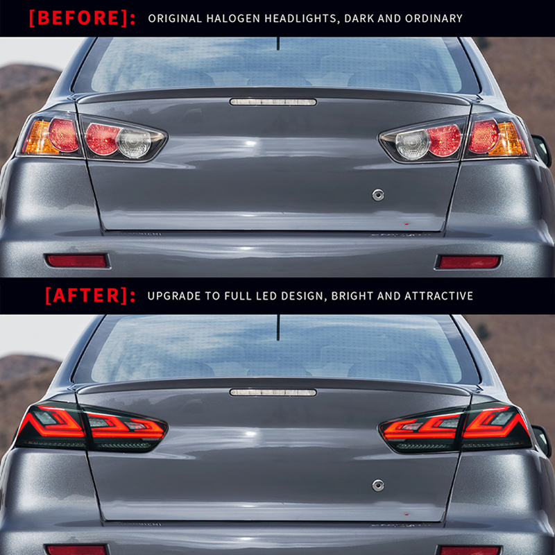 4PCS LED Rear Tail Lamp Taillights For Mitsubishi Lancer & EVO X 2008-2020 with Brake Reverse Sequential Turn Signal Lamps