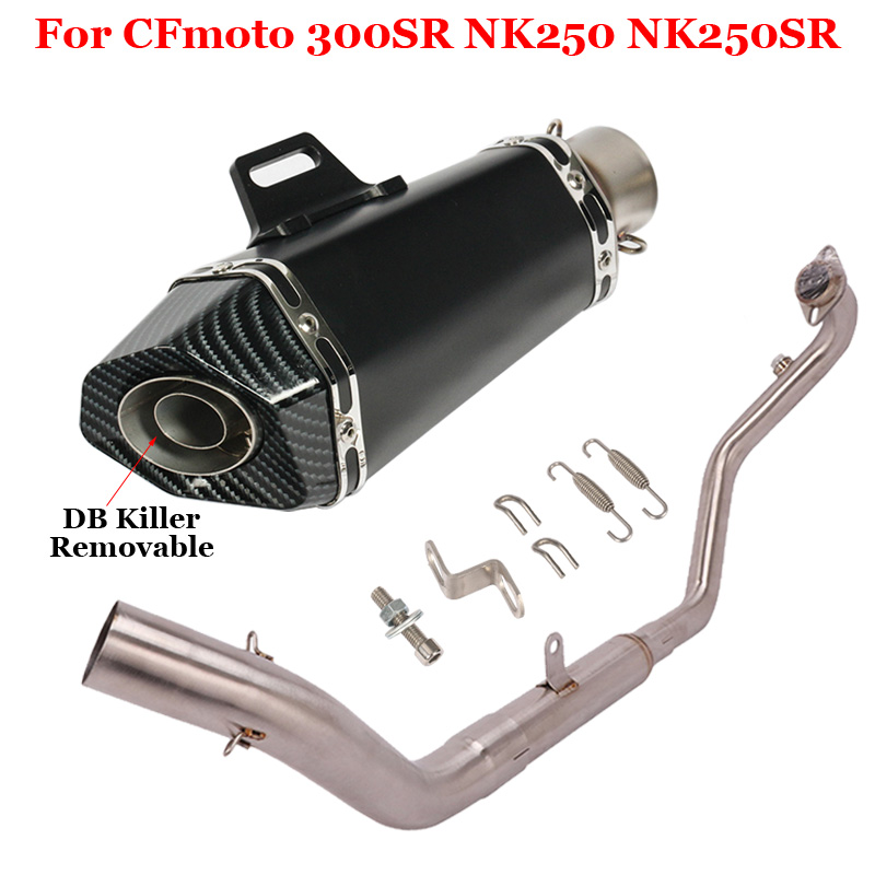 Motorcycle Full System Exhaust Escape Modify Front Link Pipe Moto Muffler DB Killer For CFmoto NK250 NK250SR NK300 NK300SR 300SR