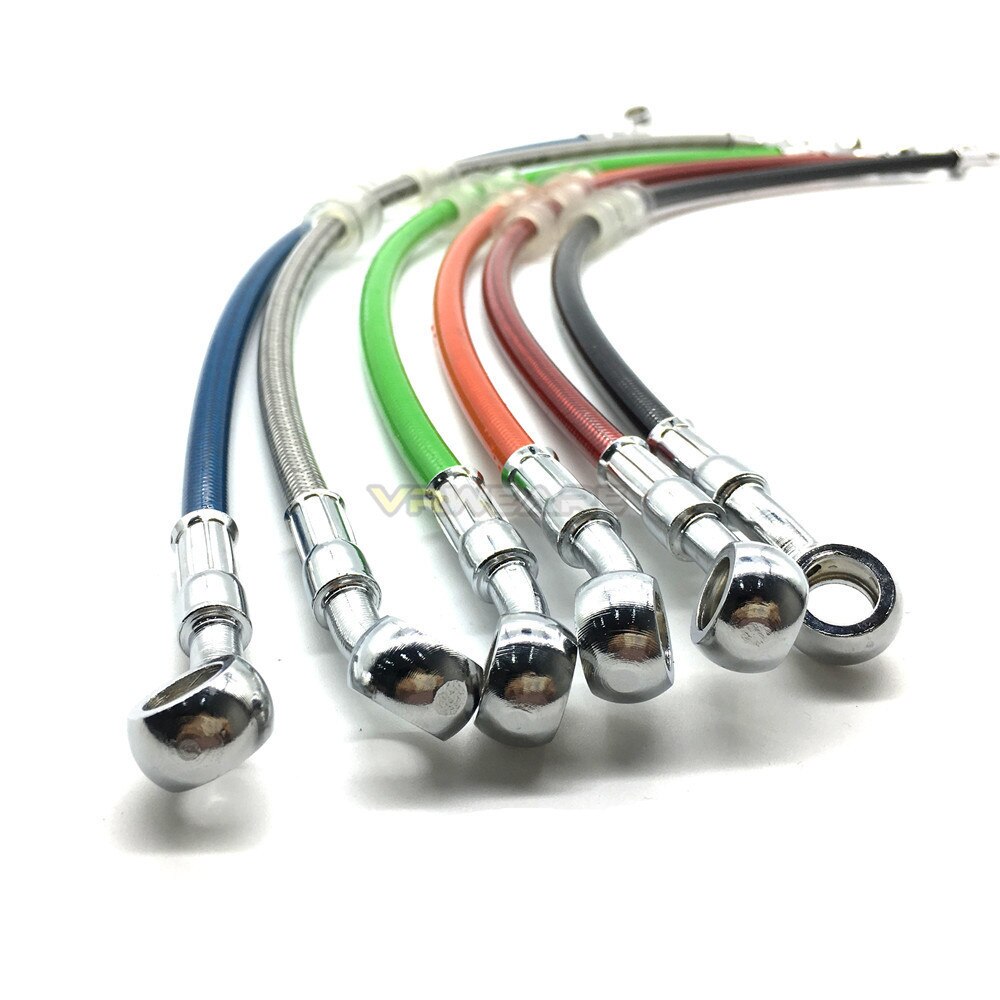 Motorcycle Dirt Bike Braided Brake Hose Line Steel Brake Cable Hydraulic Banjo Pipe 400mm-1600mm for Motorcycle Universal Racing