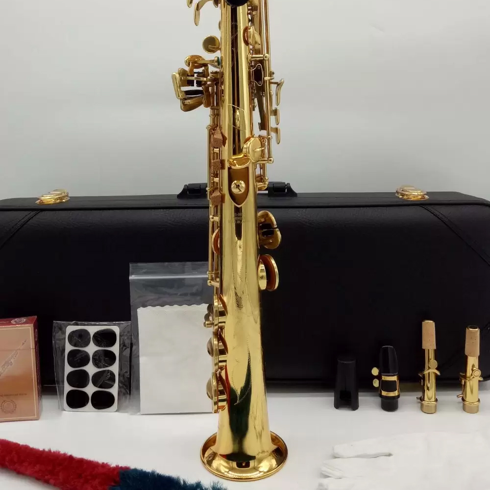 High-quality professional soprano saxophone jazz instrument split tube body brass gold-plated professional tone saxo soprano