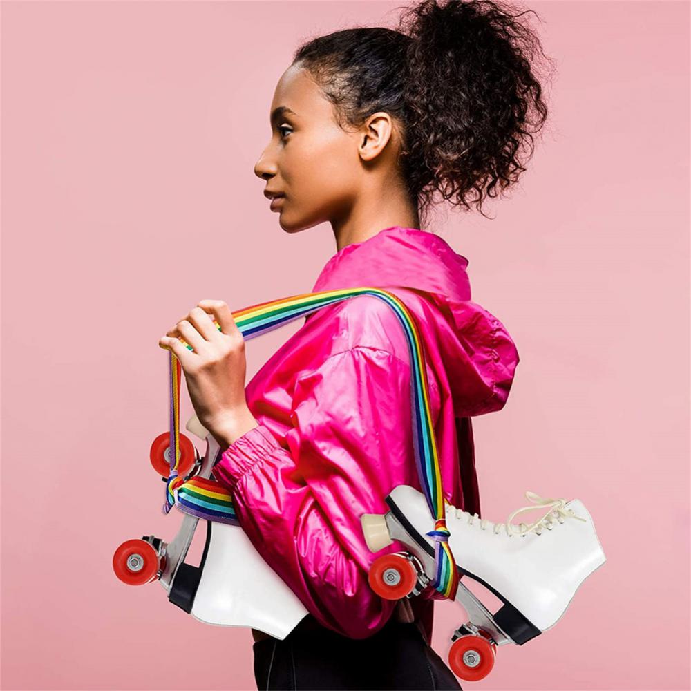 2 Piece Rainbow Skate Strap Adjustable Skate Boot Strap Skate Strap Yoga Mat Strap Multipurpose Skate Strap Roller Skate Hand