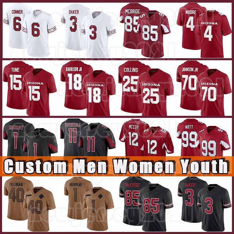 Marvin Harrison Jr Football Jerseys Kyler Murray Larry Fitzgerald J.J.Watt Pat Tillman Trey McBride Budda Baker James Conner Zaven Collins Paris Johnson Clayton Tune