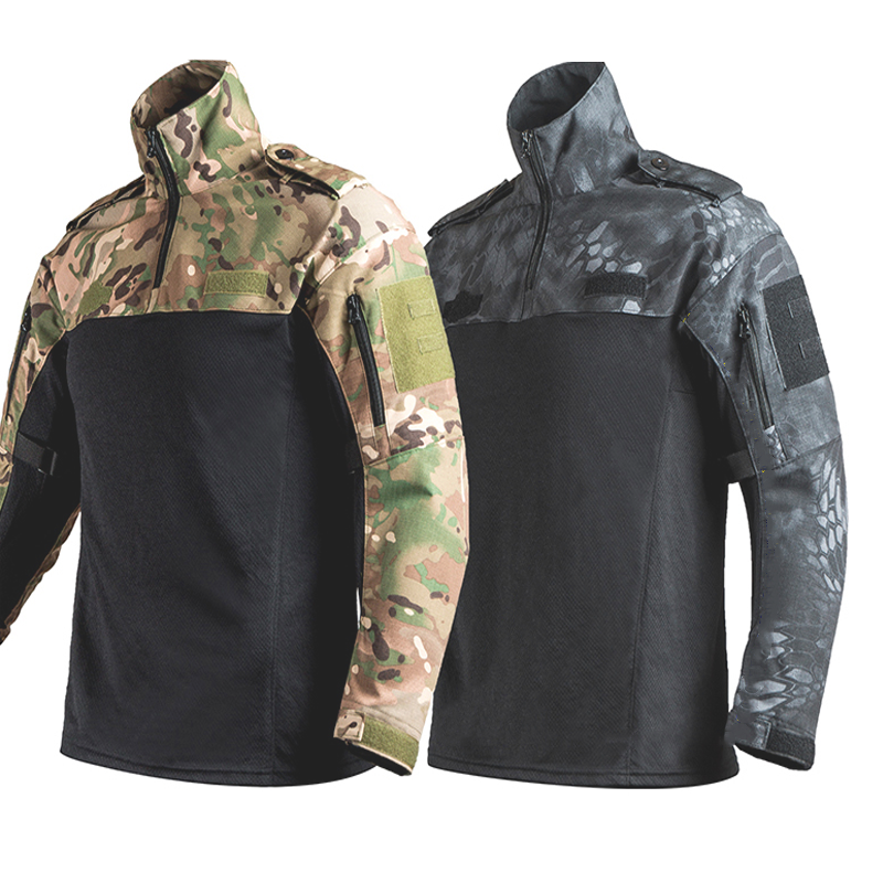 Men Outdoor Sport Army Tactical Combat Long Shirt Military Hiking T-Shirt Multicam Camo Fishing Caza Climbing Hunting Clothing