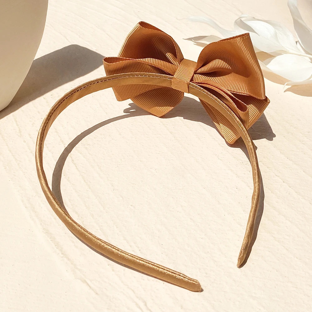 1 Piece Ribbon Handmade Hair Bows Hairbands for Baby Girls 20 Colors Cute Bowknot Solid Headband Headwear Accessories 240625