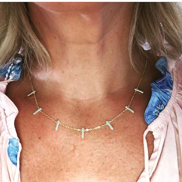 925 Sterling Silver Mother's Day Gift Simple Multi Layers Tassels Bar Charm Jewelry Pave Blue-Turquoises Delicate Necklaces 2024