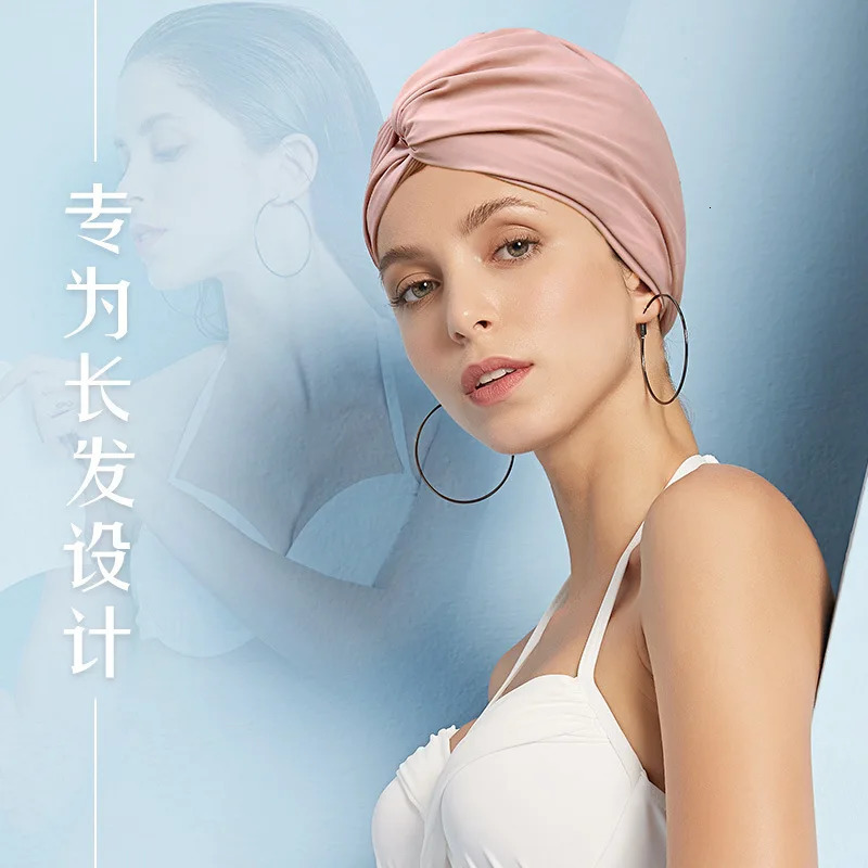 Fashion Summer Pool Swimming Hat for Women Multicolor Turban Long Hair Protector Large Pleated Bathing Cap Beach Shower 240626bj