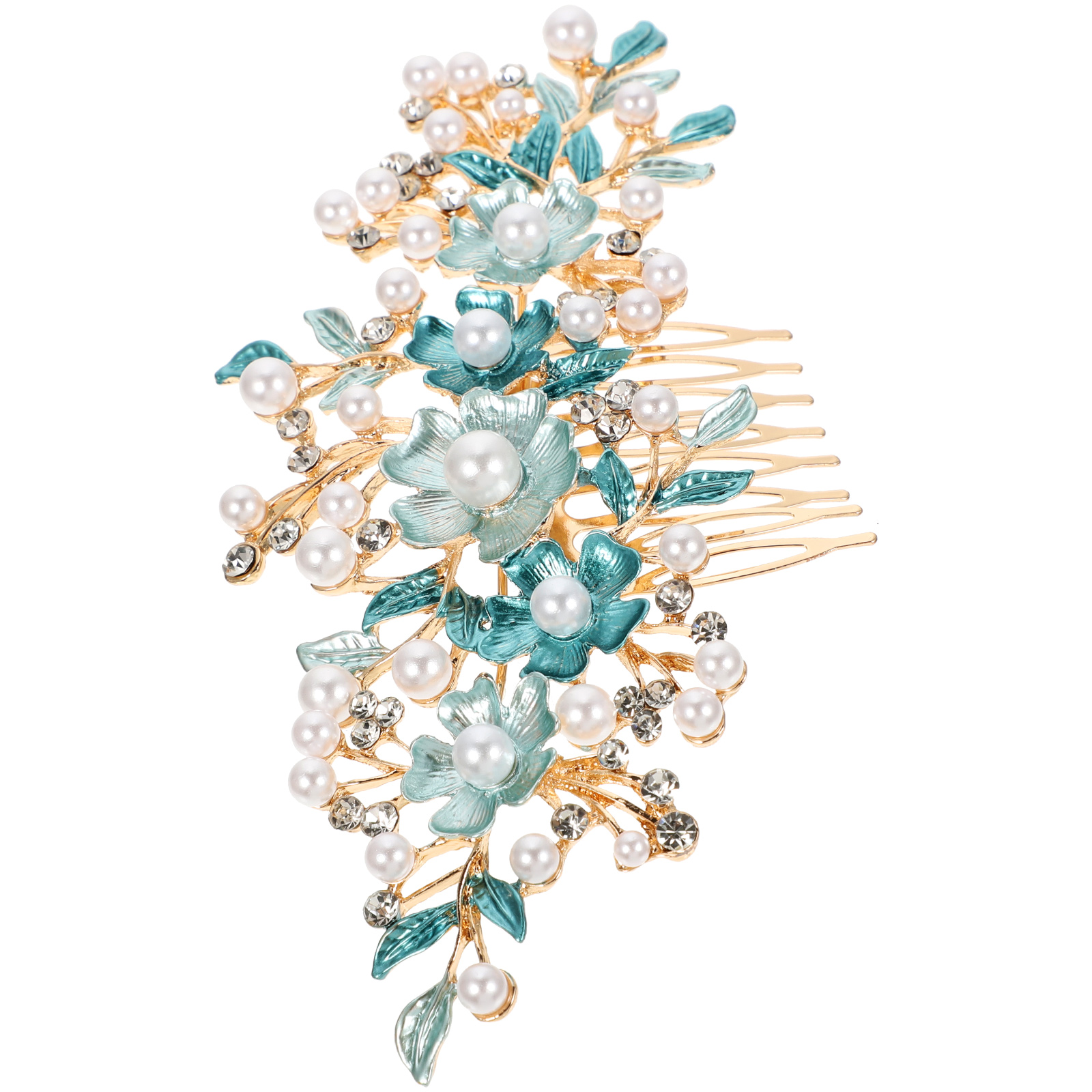 Hair Plug Tiara Headdresses for Women Rhinestone Comb Headgear Flower Bridal Headpiece Bride Hairpin