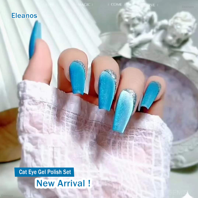 Eleanuos 13ml Cat Eye Nail Polish Set 8 Colors Sea Elf Magnet Hybrid Varnish Summer Magnetic Lacquer Nail Art UV Gel Varnish Kit