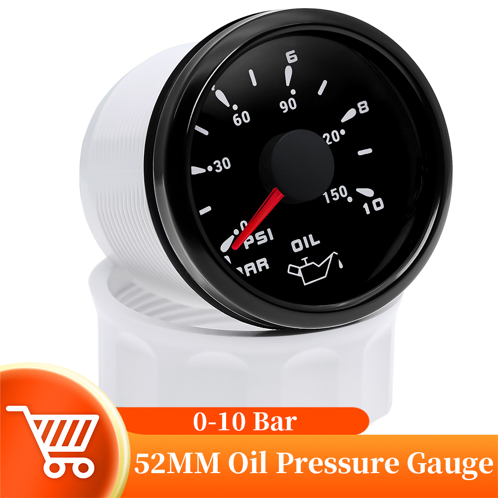 Universal 5/10Bar Oil Pressure Gauge 7 Colors Backlight 5BAR 1/8NPT Sensor Oil Pressure Meter For Car Truck Boat Marine 12/24V
