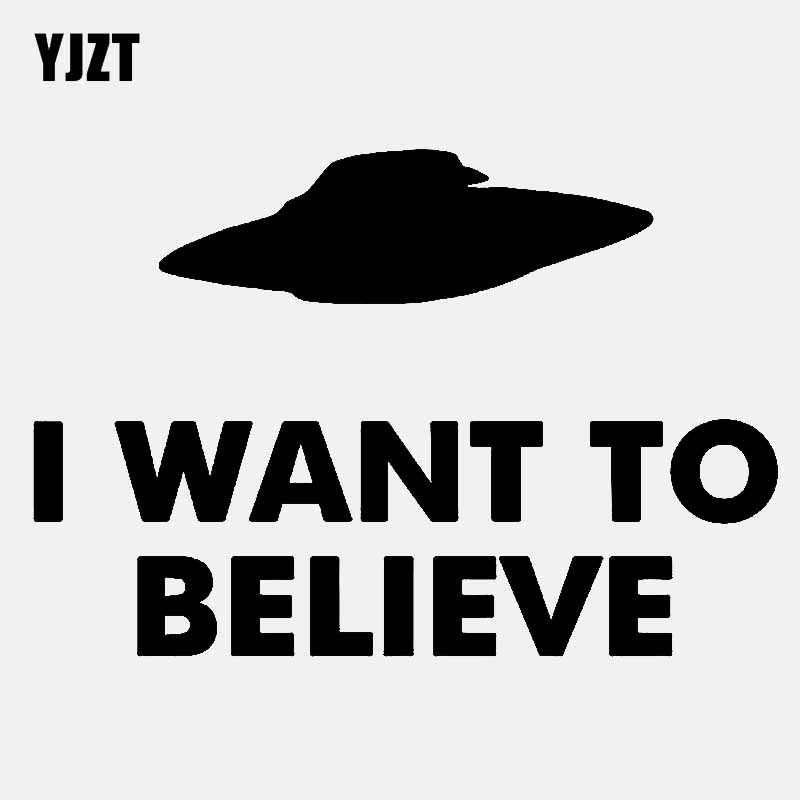 YJZT 16.5CM*11.2CM I WANT TO BELIEVE Aliens UFO Vinyl Decal Car Sticker Black/Silver C3-0559
