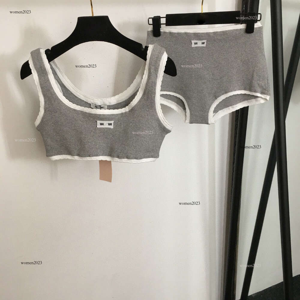 Brand underwear tracksuit Women Elastic vest bra set designer pajamas yoga suit 2pcs womens fashion LOGO Home wear two-piece Boxers set Jun 28