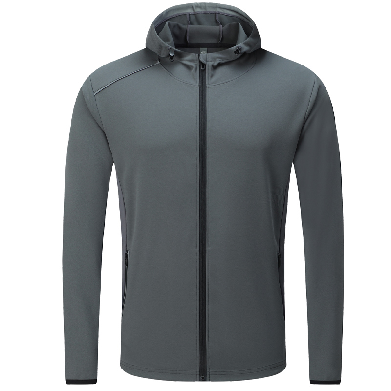 Men Jogging Jacket Running Football Outdoor Quick Dry Breathable Hooded Reflective Gym Workout Zipper Pocket Sport Hiking Coat