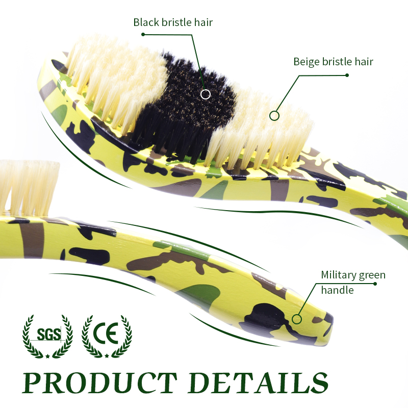 360 Curved Wave Brush For MenCepillo Barba Soft Boar Bristle Beard Brush Wood Beard Comb Long Handle Anti static Shaving Tools