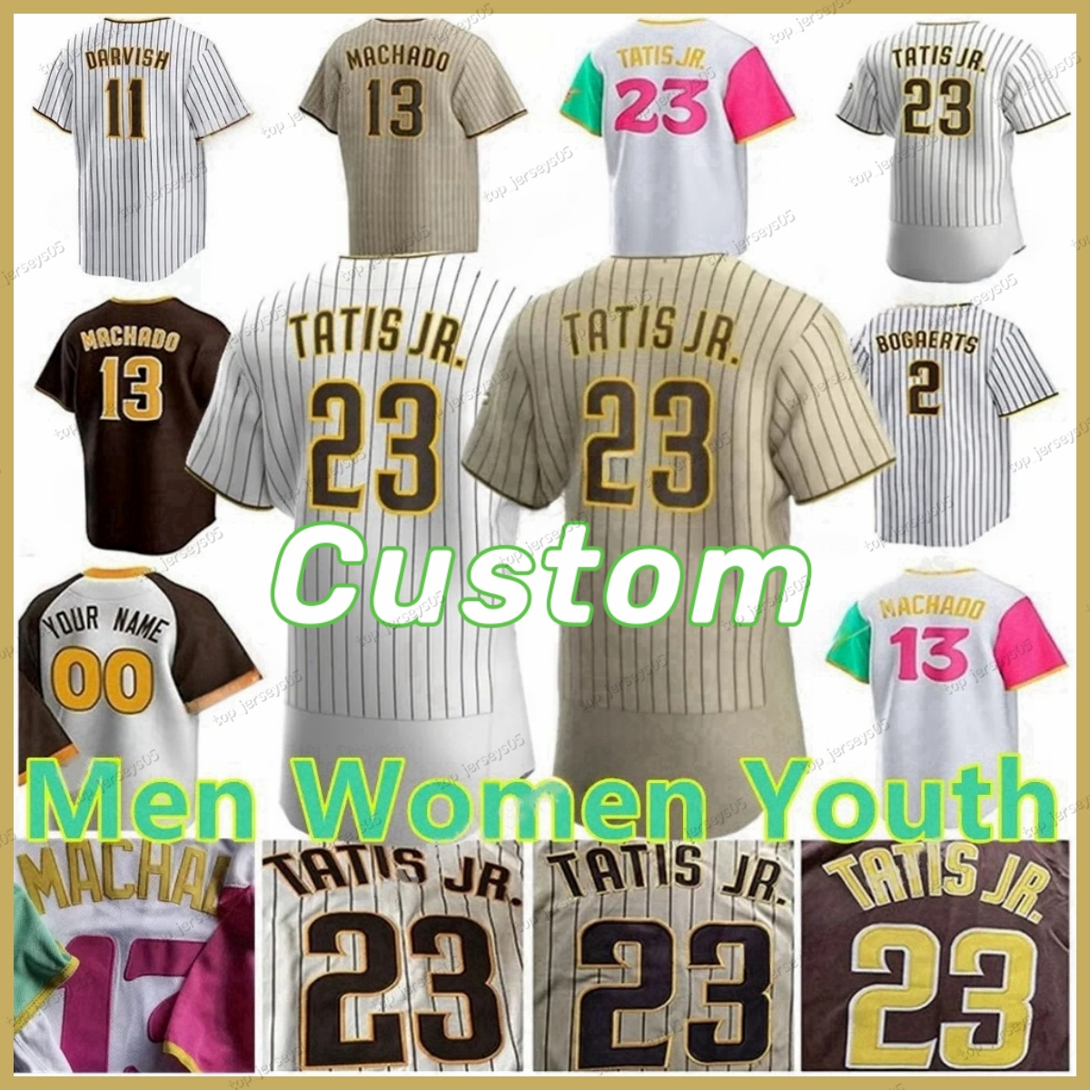 23 Fernando Tatis Jr. Baseball Jersey Manny Machado San Diego Yu Darvish Jake Cronenworth Xander Bogaerts Padres Joe Musgrove Ha-Seong Kim Dylan Cease Merrill Lugo