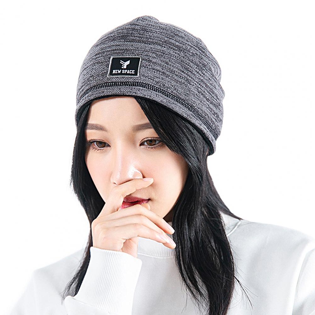 Unisex Beanies Fleece Liner Windproof Solid Color Double Layer Autumn Winter Double-sided Wearable Knitted Hat Bonnet Cap